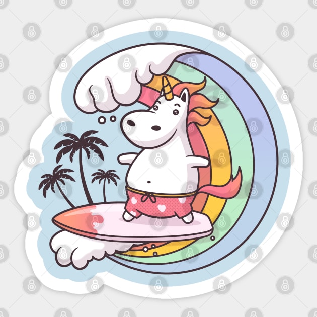 Surfing Unicorn Sticker by zoljo